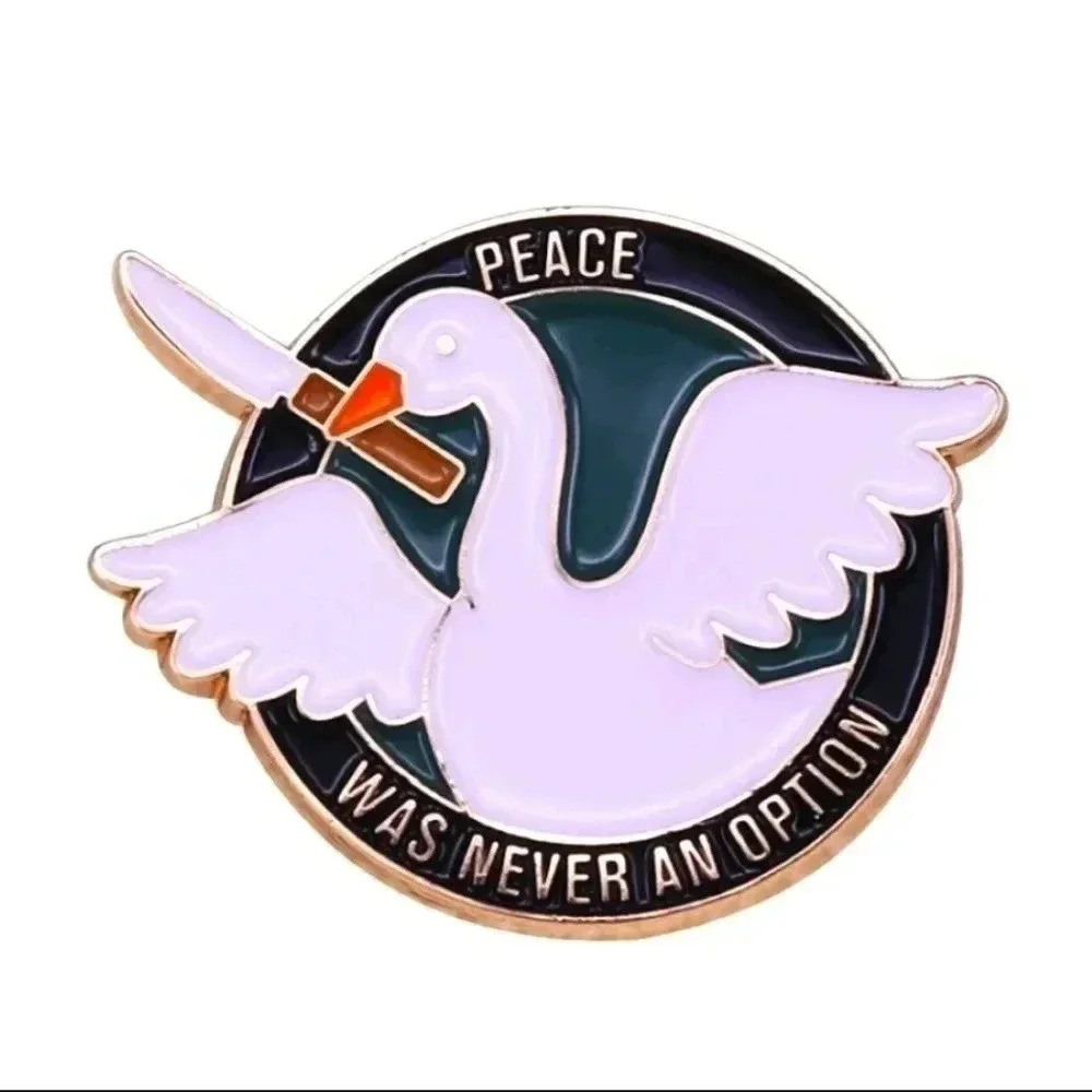 Funny knife goose duck peace aggressive enamel pin brooch charm purse satchel ba